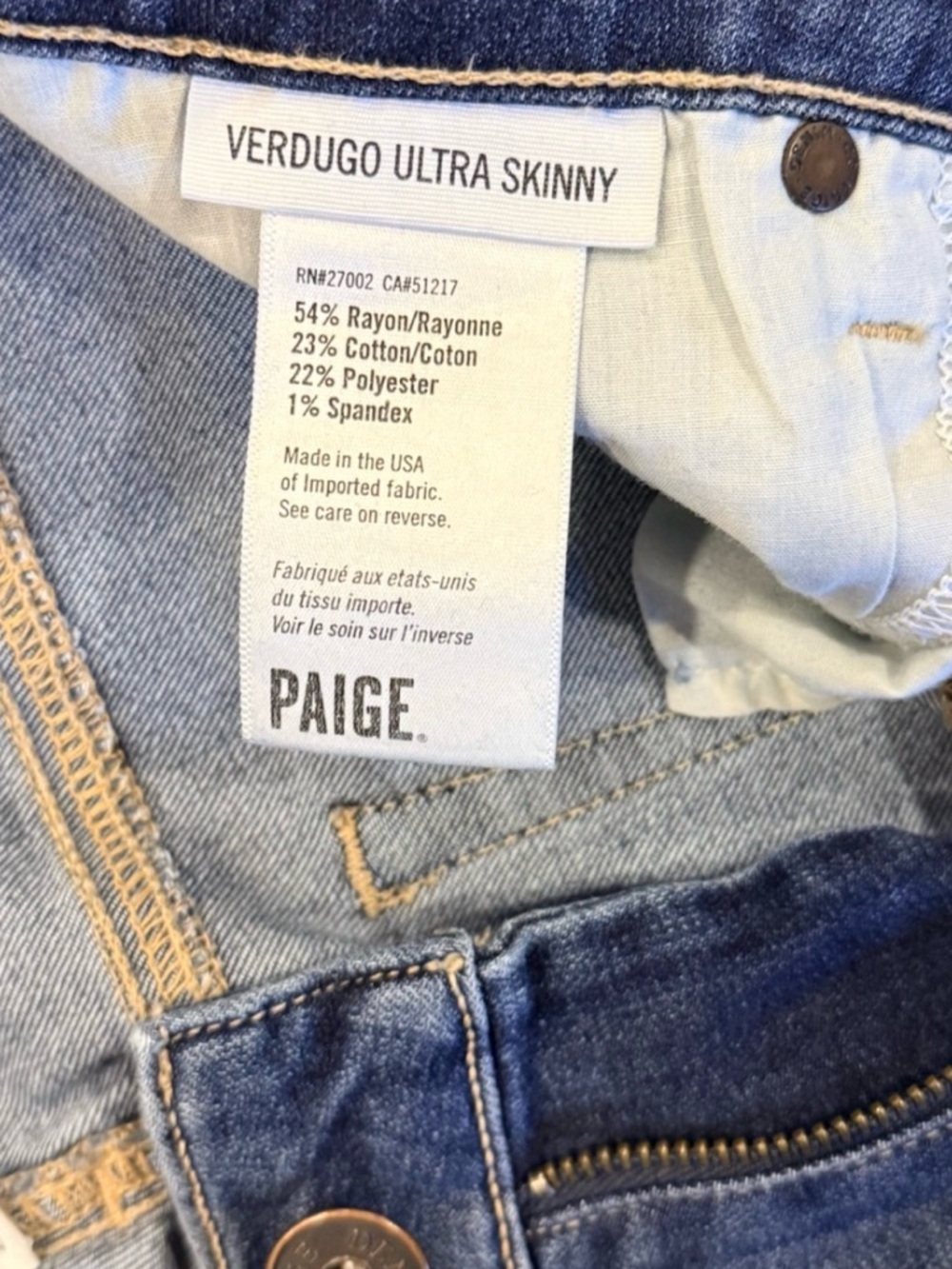 Paige Verdugo Ultra Skinny Low Rise Distressed Knee Rip Medium Wash Jeans 28 - Picture 7 of 9